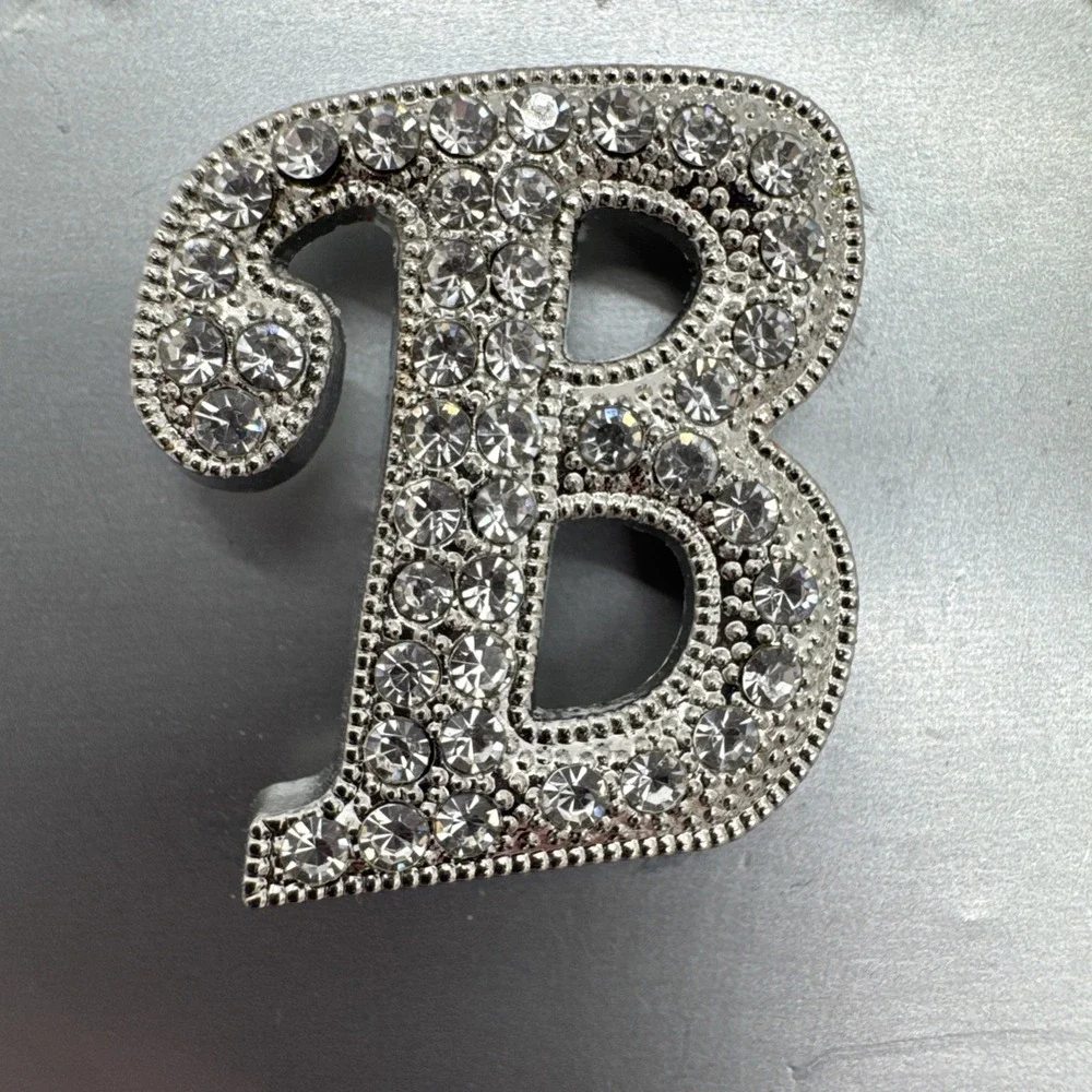 Silver Initial Lapel Rhinestone Brooch Lapel Pin 1